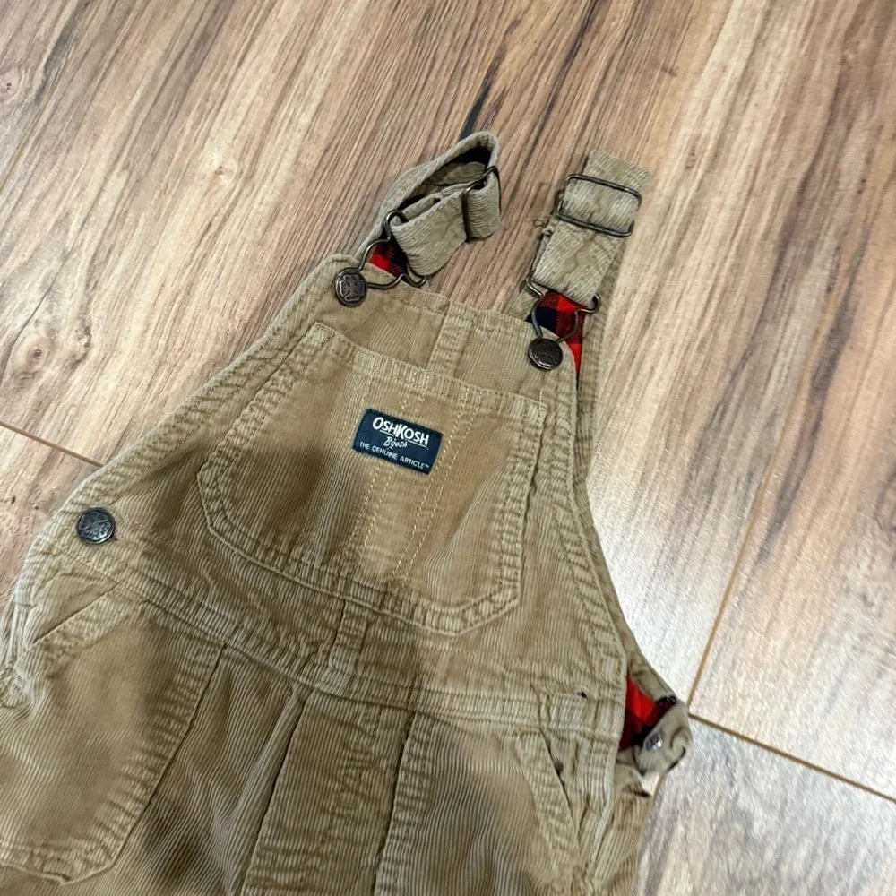 OshKosh Infant Toddler Plaid Lined Corduroy Overalls